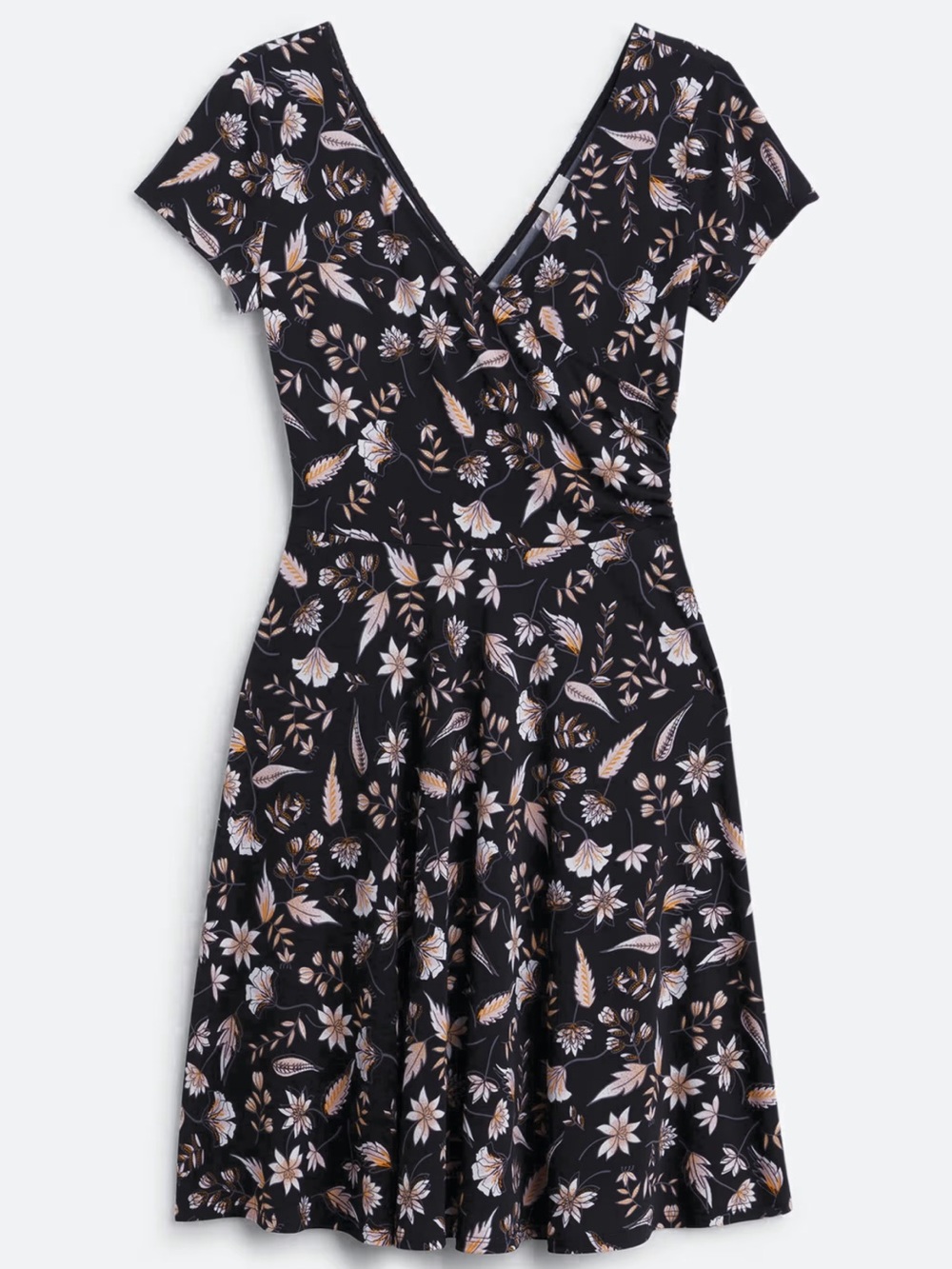 Women’s Black Floral Surplice Dress